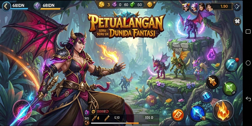 Screenshot gameplay 68IDN menunjukkan petualangan seru dalam dunia fantasi.