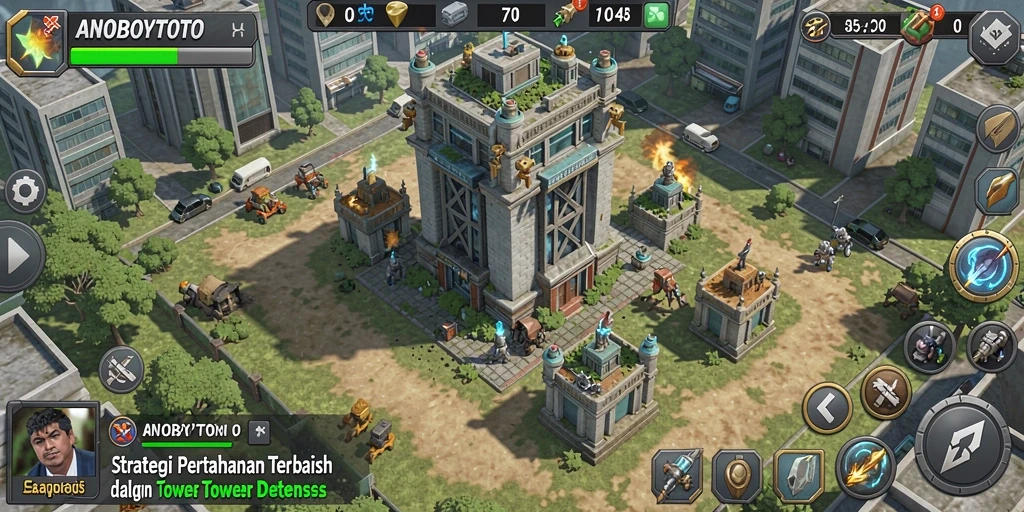Screenshot gameplay ANOBOYTOTO menampilkan aksi seru dalam Tower Defense.