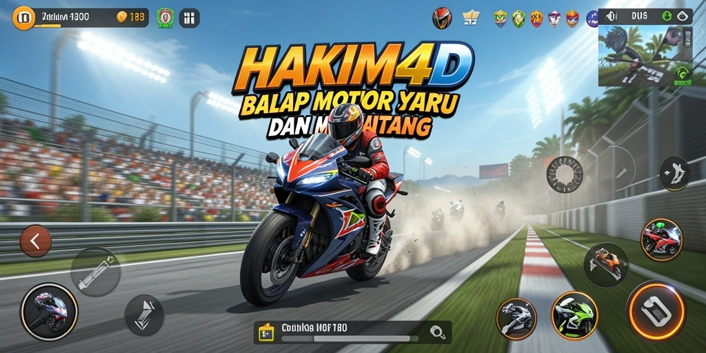 Gameplay HAKIM4D menampilkan balapan motor yang mendebarkan dan kompetitif.