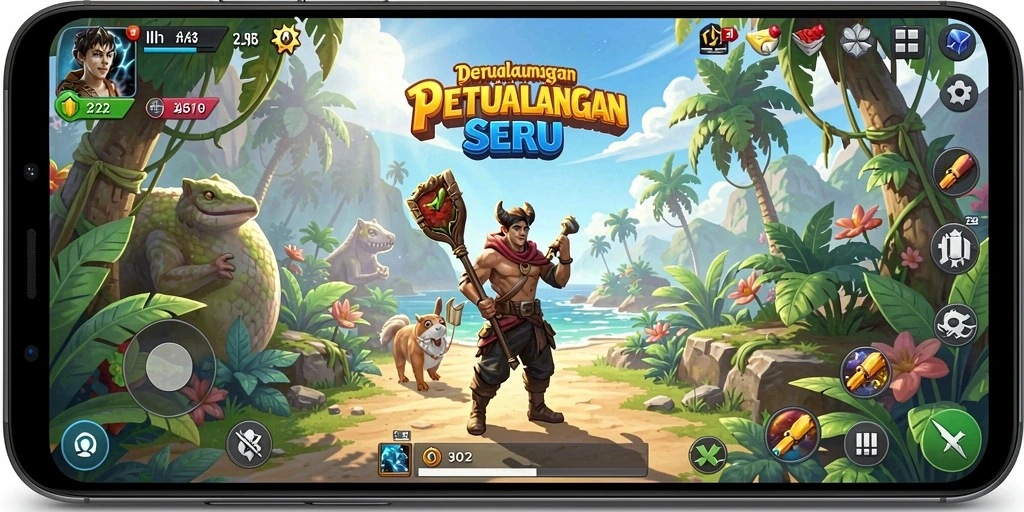 Tangkapan layar IN22 yang menunjukkan aksi seru dalam petualangan.
