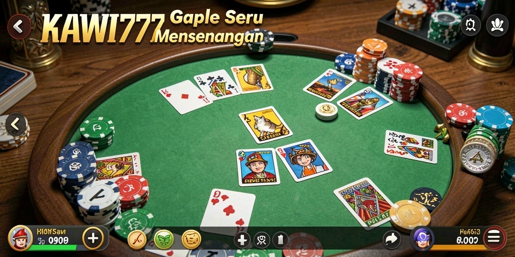 Tampilan gameplay Gaple KAWI777 yang seru dan interaktif.