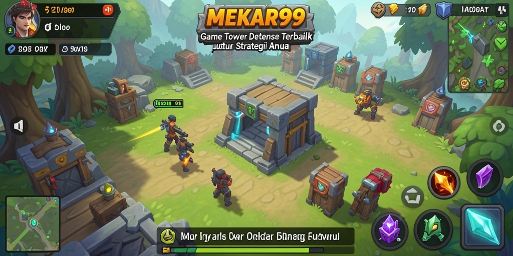 Tampilan gameplay MEKAR99 yang seru dan menegangkan dalam Tower Defense.