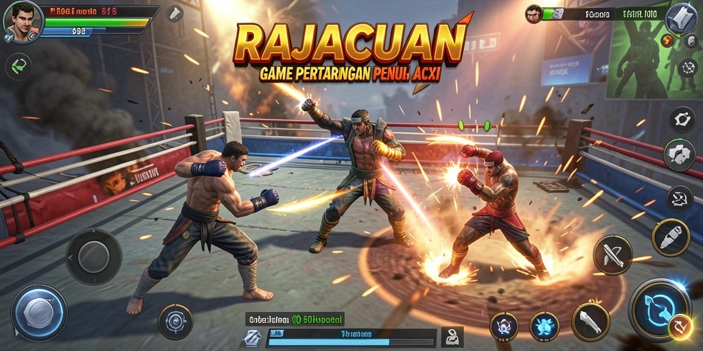 Gameplay seru dari RAJACUAN dengan berbagai pertarungan karakter.