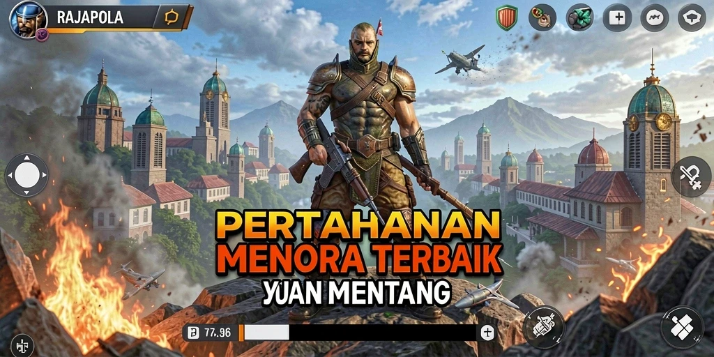 Tampilan permainan RAJAPOLA yang seru dengan menara pertahanan yang beragam.