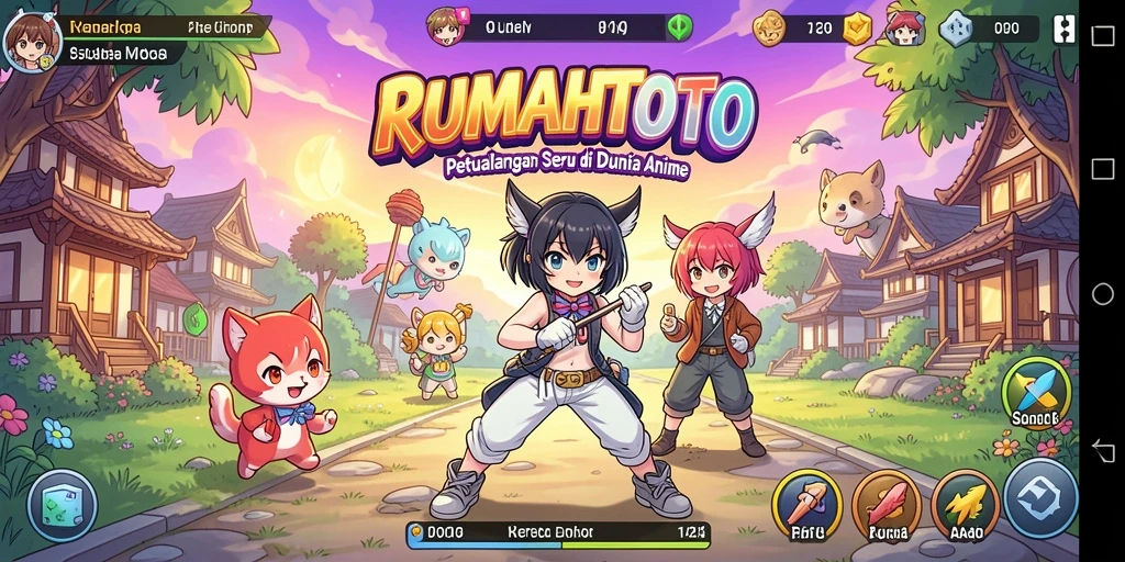 Tampilan gameplay seru dari RUMAHTOTO dengan grafis anime yang menawan.