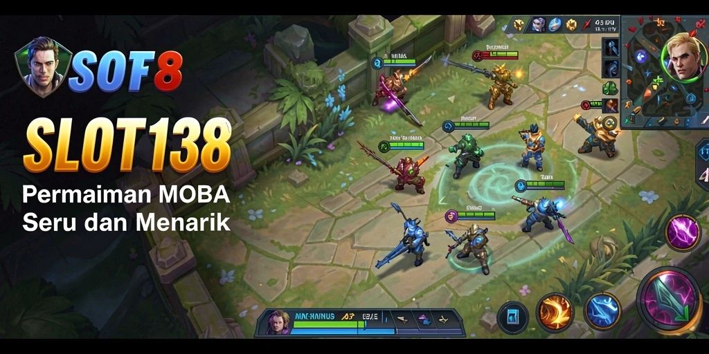 Tampilan gameplay SLOT138 dengan aksi MOBA yang seru.