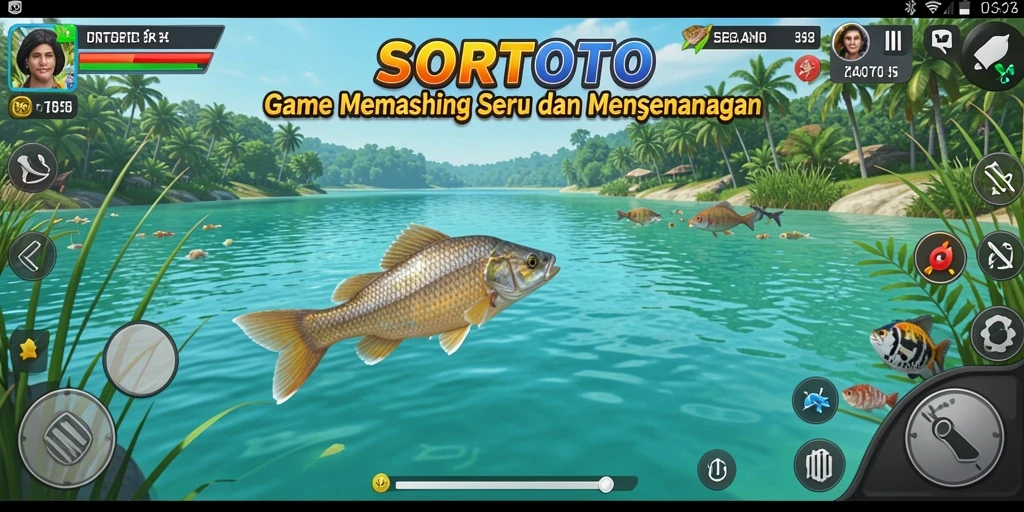 Tampilan screenshot SORTOTO menampilkan aksi memancing yang seru.